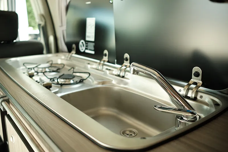 campervan cooking | integrated sink 