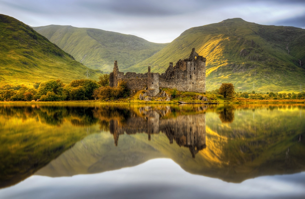 Autumn Camping | Scottish castle on island in lake