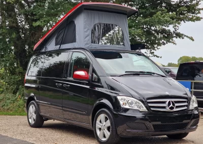 Mercedes Viano Free Spirit Campervan Black Angle Red Roof Up