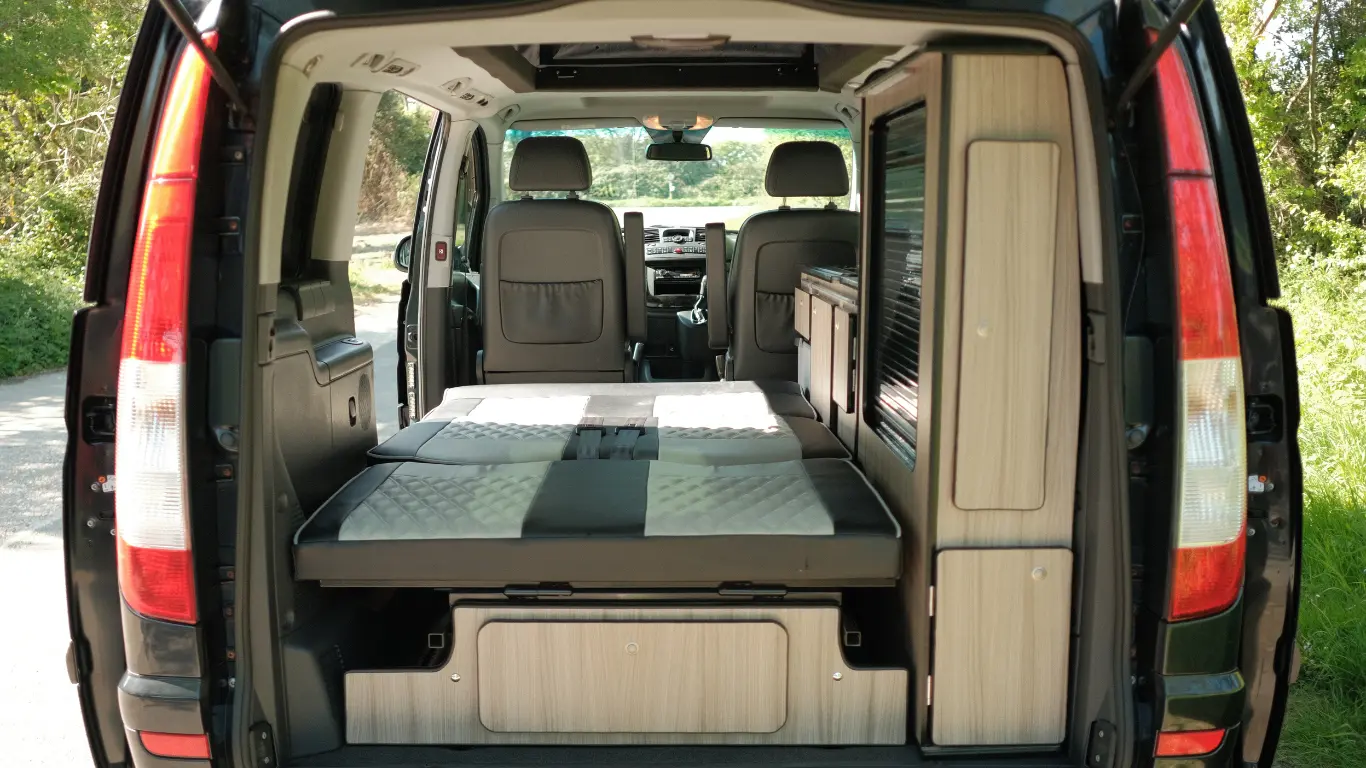 bed inside a campervan