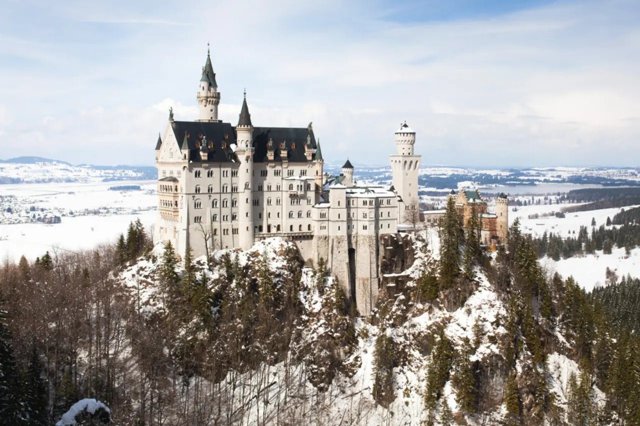 Neuschwanstein Castle in Germany in the snow